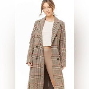 FOREVER 21 | Brown Plaid Trench Coat